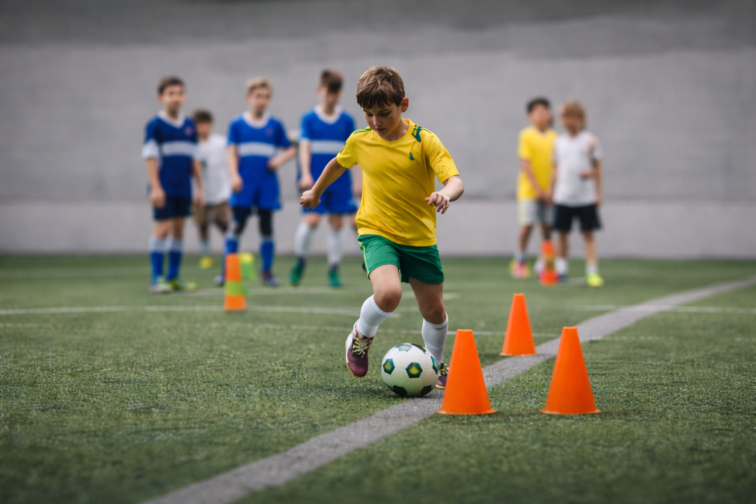 Children playing football at a kids club in Liverpool