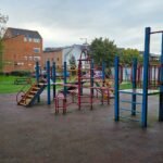 Climbing frame and slide at Aigburth Vale Play Area, Liverpool Climbing frame and slide at Aigburth Vale Play Area, Liverpool