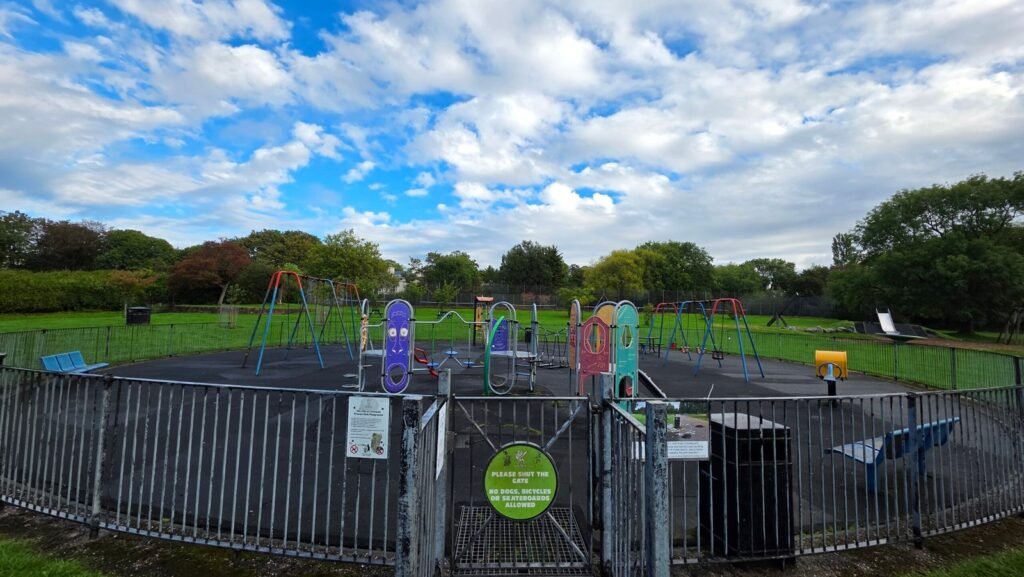 Fenced play area at Princes Park Playground, Liverpool Fenced play area at Princes Park Playground, Liverpool