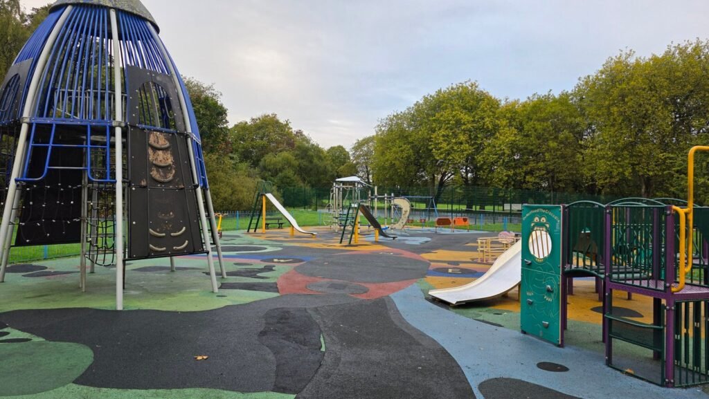 Rocket climbing frame and slide at Sefton Park Playground Rocket climbing frame and slide at Sefton Park Playground