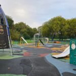 Rocket climbing frame and slide at Sefton Park Playground Rocket climbing frame and slide at Sefton Park Playground