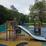 Toddler play unit and slide at Sefton Park Playground Toddler play unit and slide at Sefton Park Playground