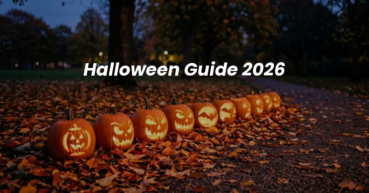 Halloween Guide 2026: carved pumpkins glowing along a park path in Liverpool