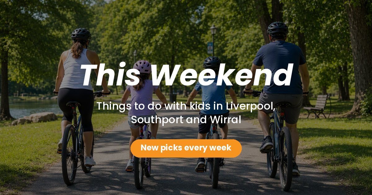 Family cycling in a park: This Weekend, things to do with kids in Liverpool, Southport and Wirral. New picks every week.